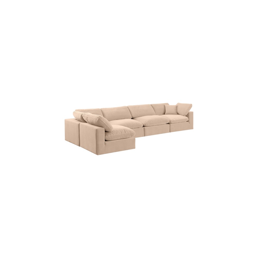 Comfy Beige Velvet Modular Sectional