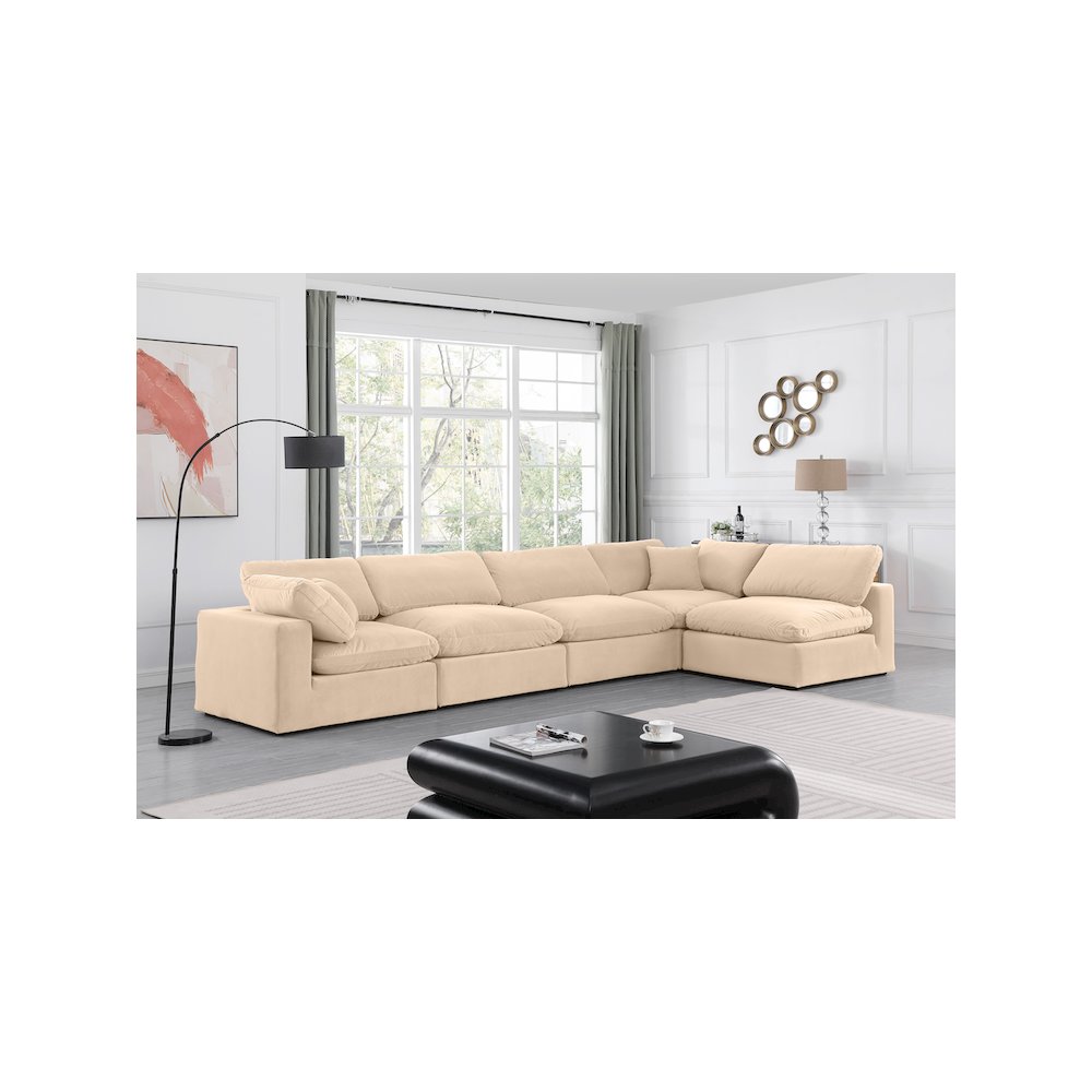 Comfy Beige Velvet Modular Sectional