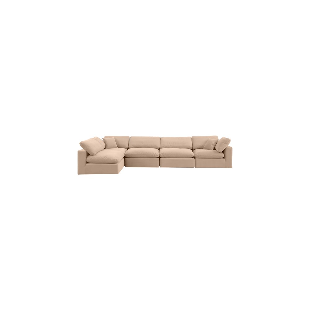 Comfy Beige Velvet Modular Sectional