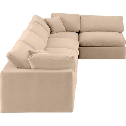 Comfy Beige Velvet Modular Sectional