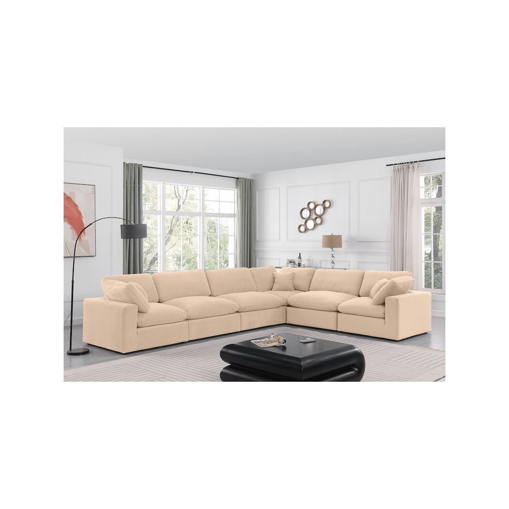Comfy Beige Velvet Modular Sectional