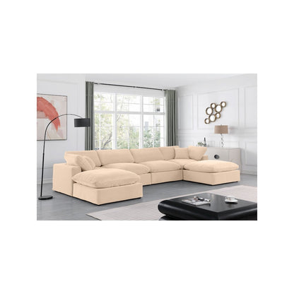 Comfy Beige Velvet Modular Sectional