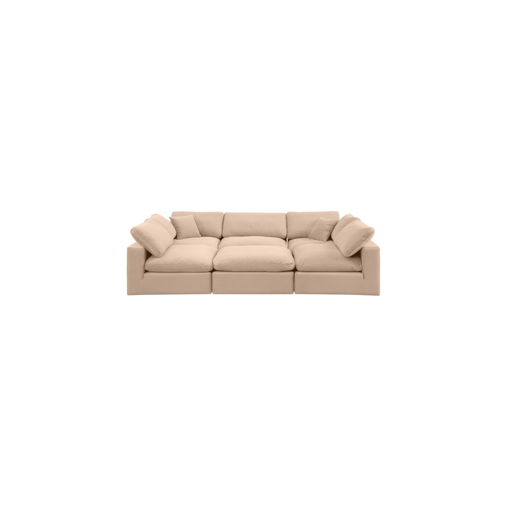 Comfy Beige Velvet Modular Sectional