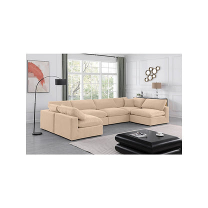 Comfy Beige Velvet Modular Sectional