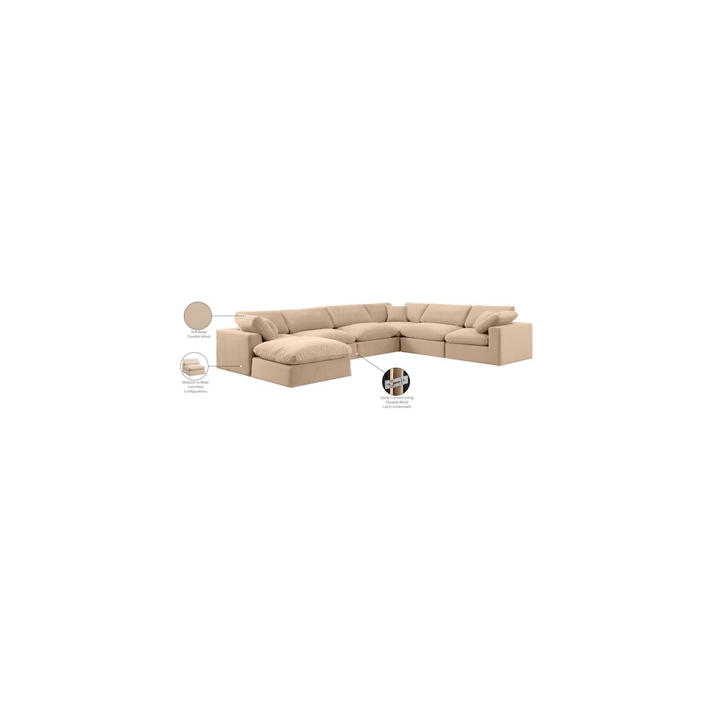 Comfy Beige Velvet Modular Sectional