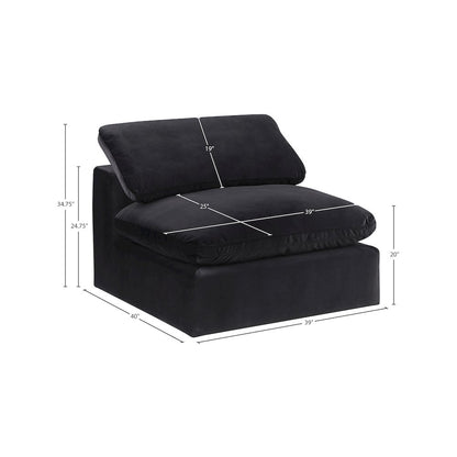 Comfy Black Velvet Modular Armless Chair