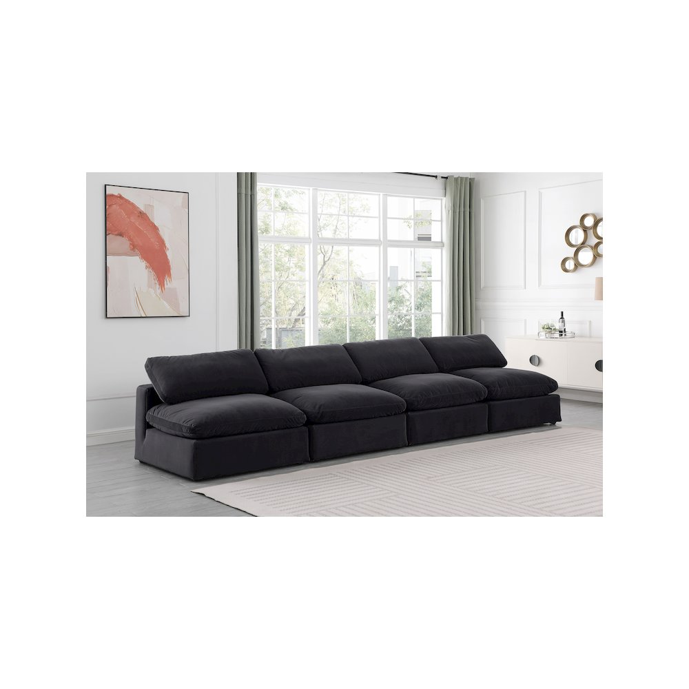Comfy Black Velvet Modular Sofa