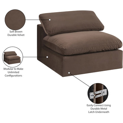 Comfy Brown Velvet Modular Armless Chair