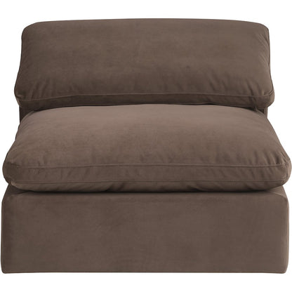 Comfy Brown Velvet Modular Armless Chair