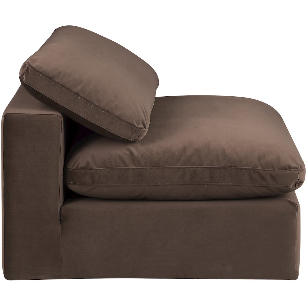 Comfy Brown Velvet Modular Armless Chair