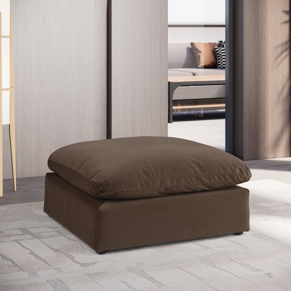 Comfy Brown Velvet Modular Ottoman