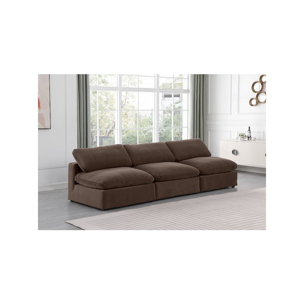 Comfy Brown Velvet Modular Sofa