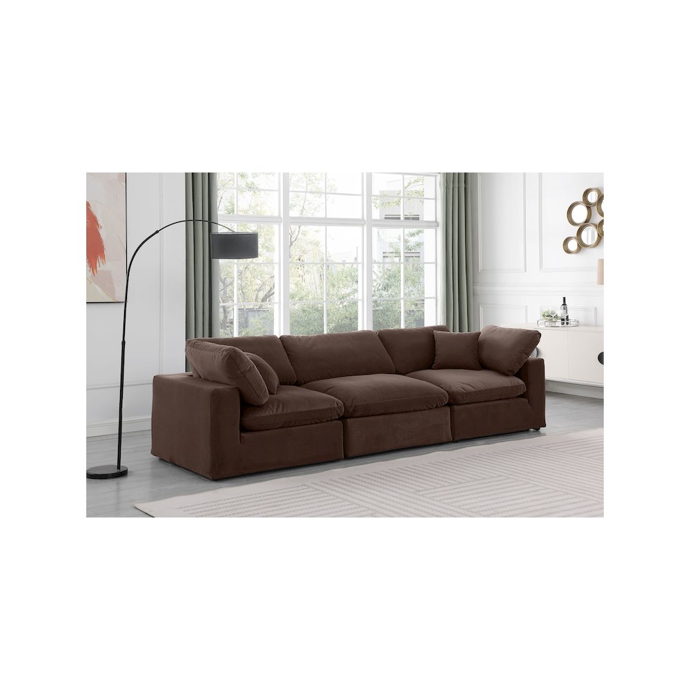 Comfy Brown Velvet Modular Sofa
