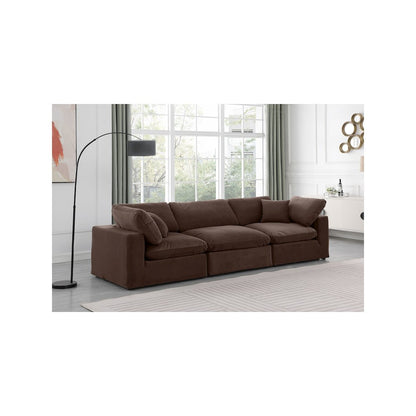 Comfy Brown Velvet Modular Sofa