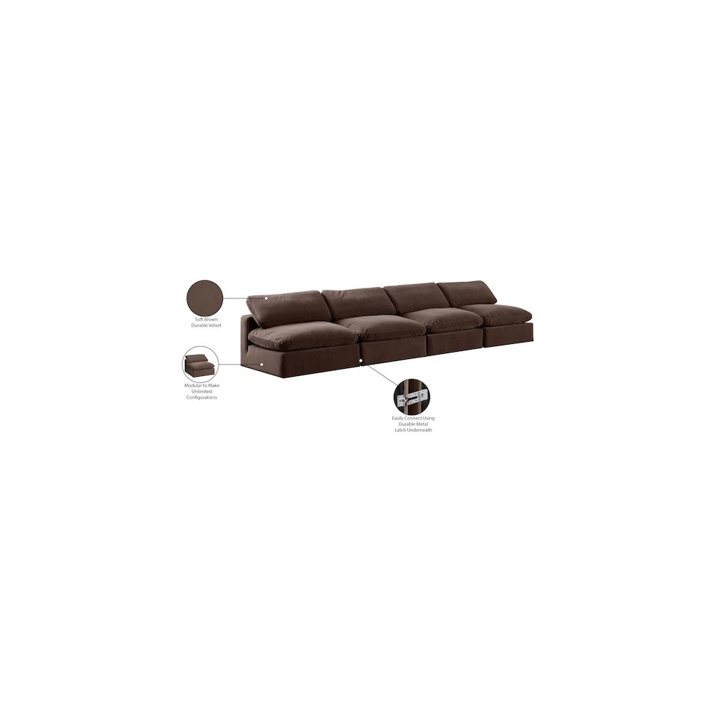 Comfy Brown Velvet Modular Sofa