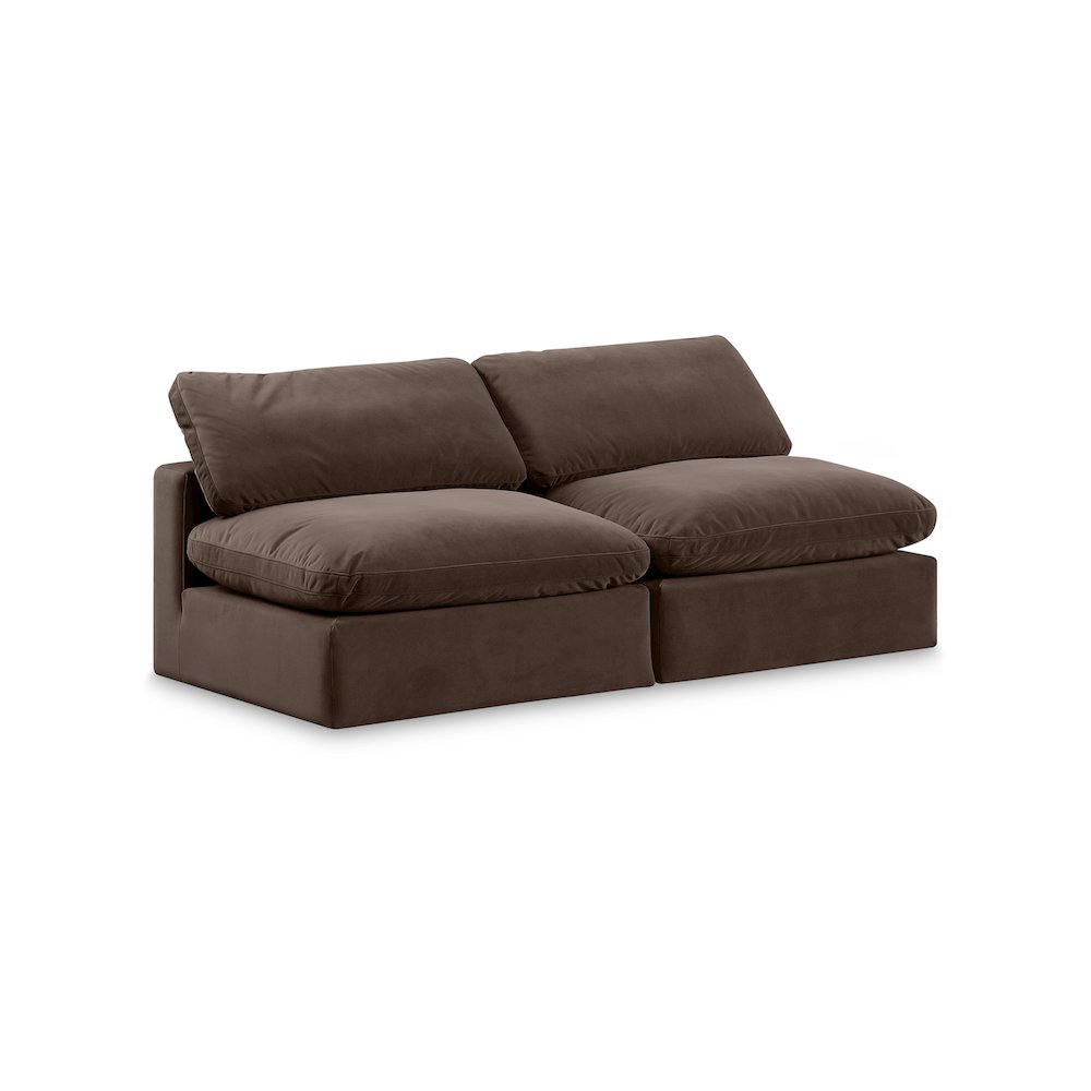 Comfy Brown Velvet Modular Sofa