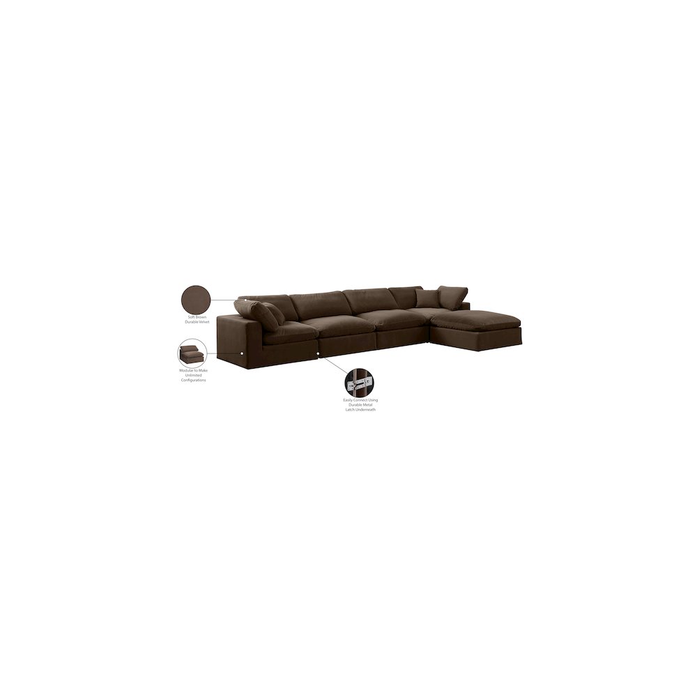 Comfy Brown Velvet Modular Sectional