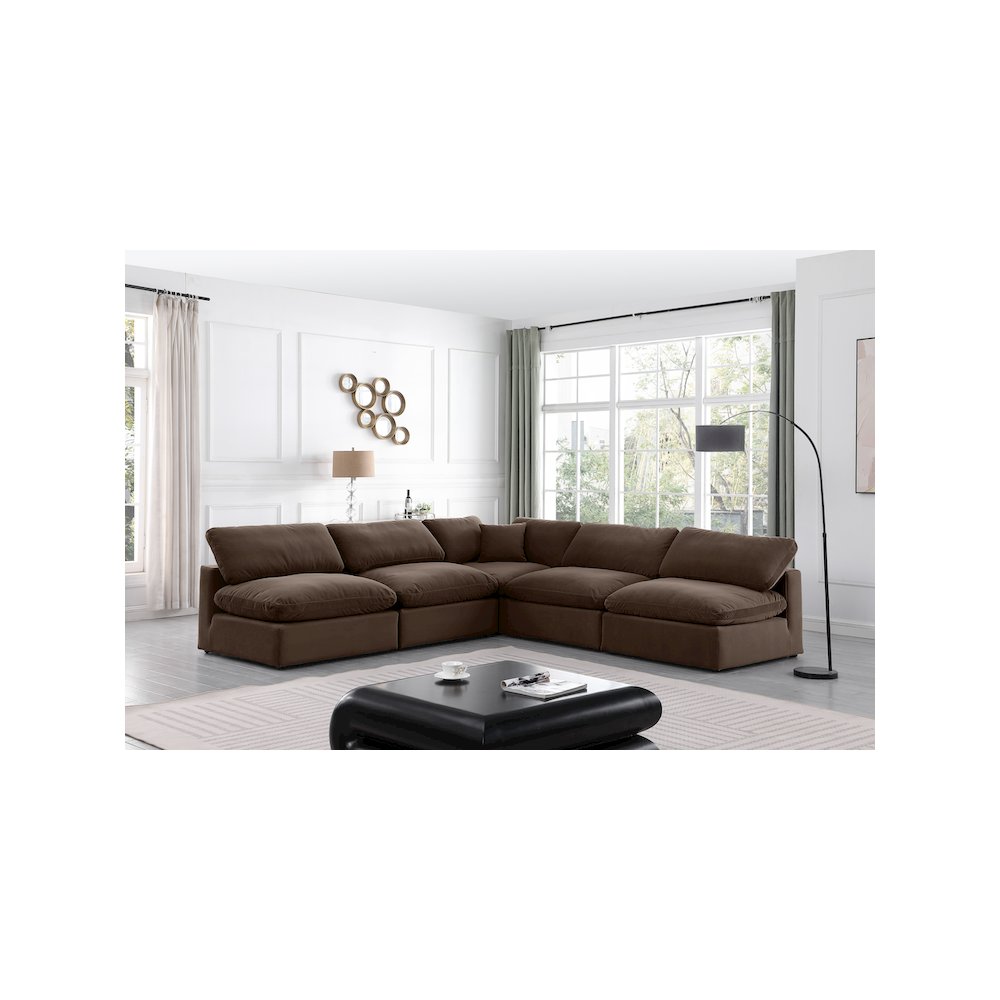Comfy Brown Velvet Modular Sectional