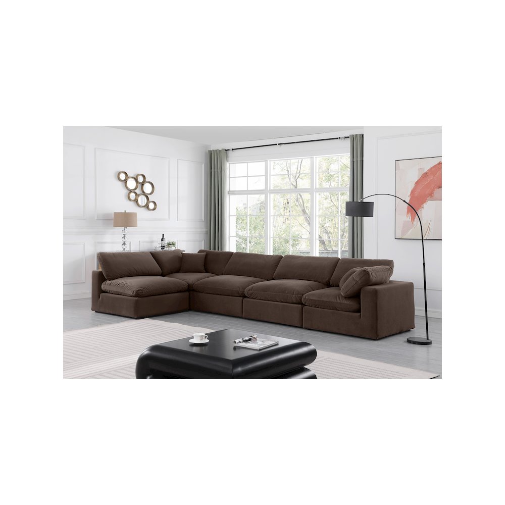 Comfy Brown Velvet Modular Sectional