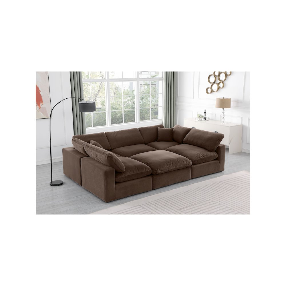 Comfy Brown Velvet Modular Sectional