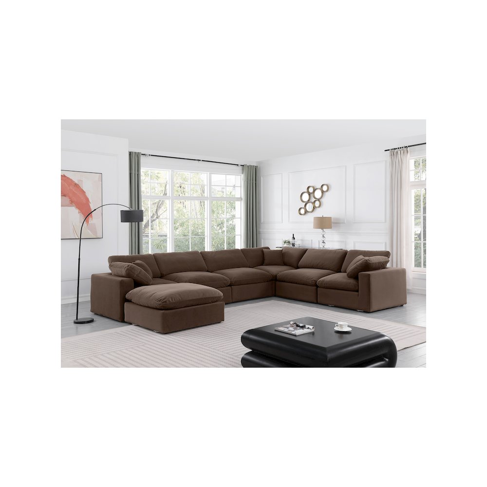 Comfy Brown Velvet Modular Sectional