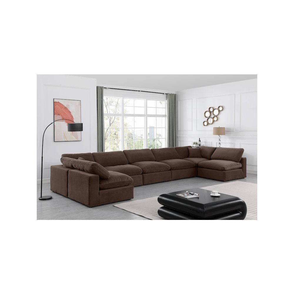 Comfy Brown Velvet Modular Sectional