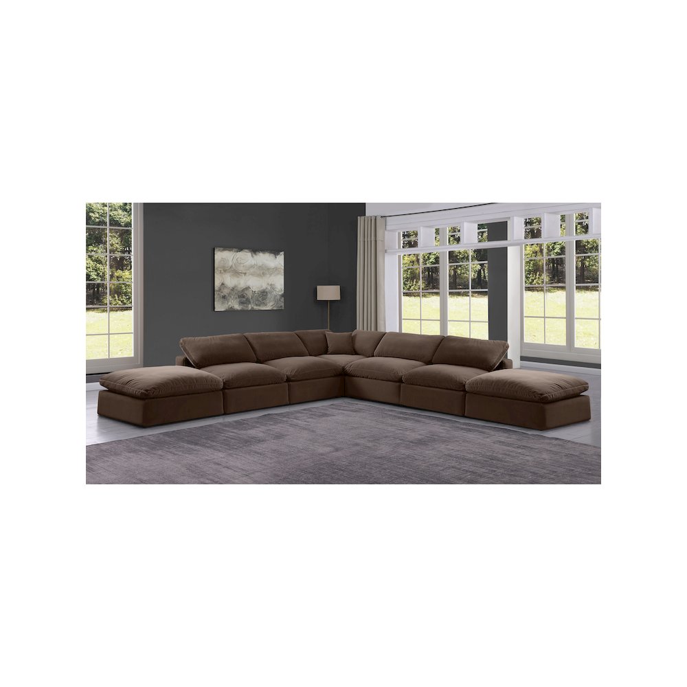 Comfy Brown Velvet Modular Sectional
