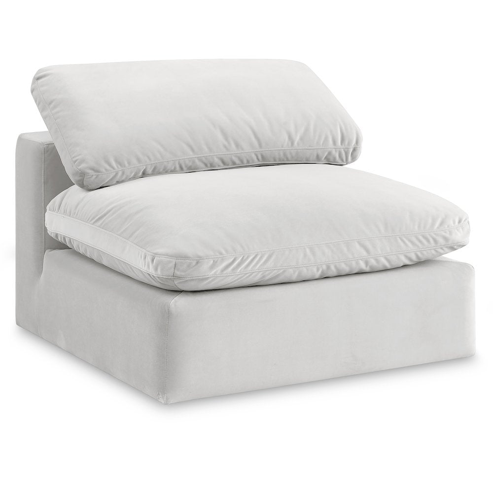 Comfy Cream Velvet Modular Armless Chair