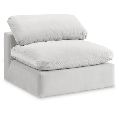 Comfy Cream Velvet Modular Armless Chair