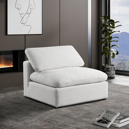 Comfy Cream Velvet Modular Armless Chair