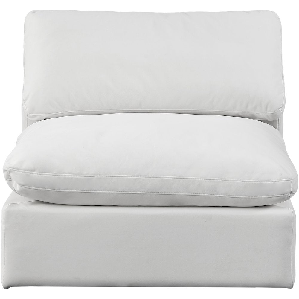 Comfy Cream Velvet Modular Armless Chair