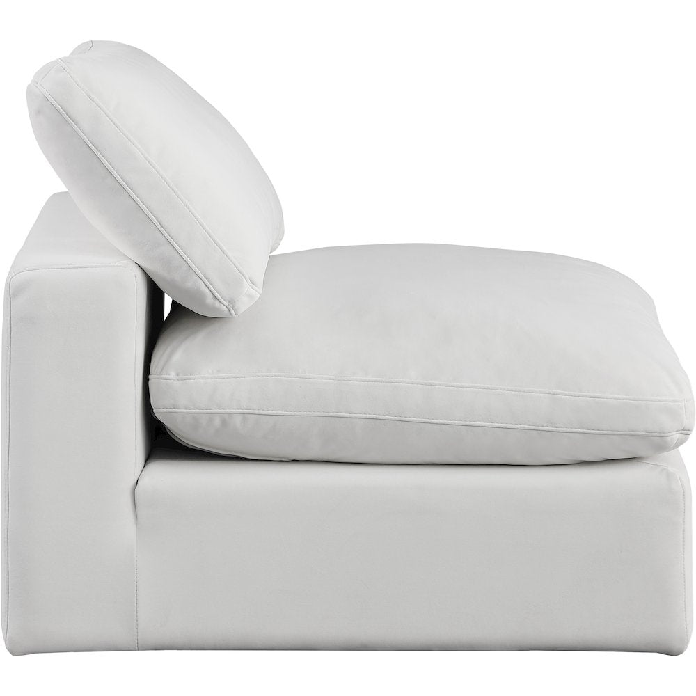 Comfy Cream Velvet Modular Armless Chair