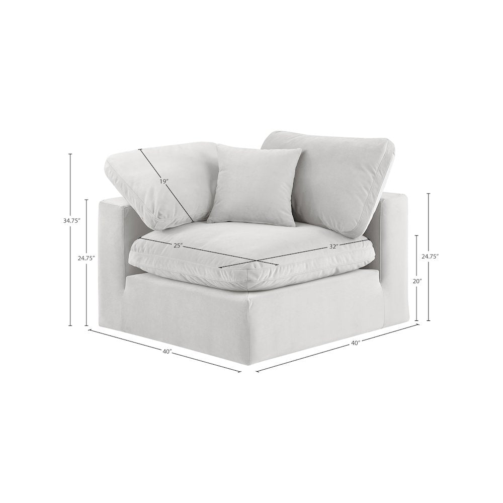 Comfy Cream Velvet Modular Corner Chair