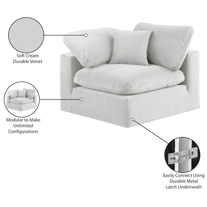 Comfy Cream Velvet Modular Corner Chair