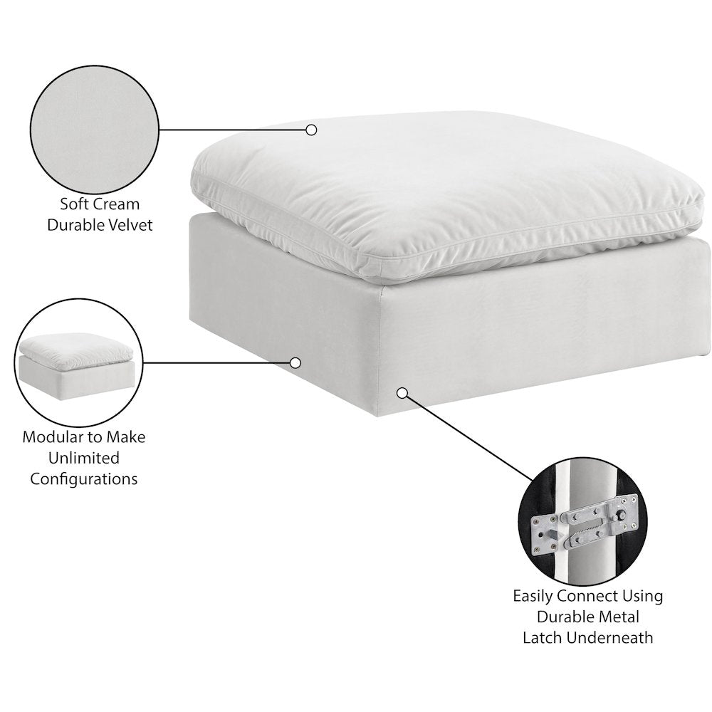 Comfy Cream Velvet Modular Ottoman