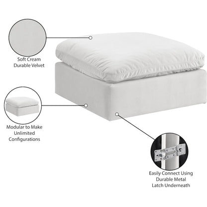 Comfy Cream Velvet Modular Ottoman