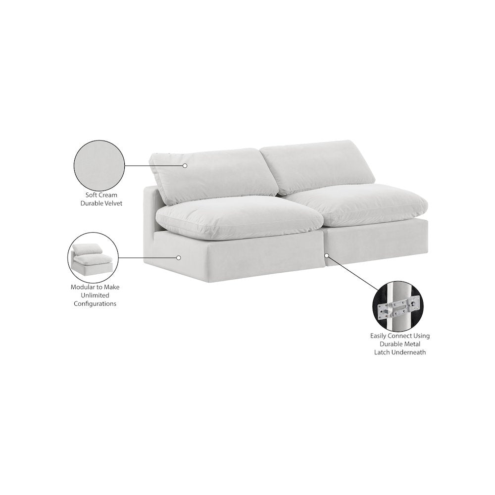 Comfy Cream Velvet Modular Sofa