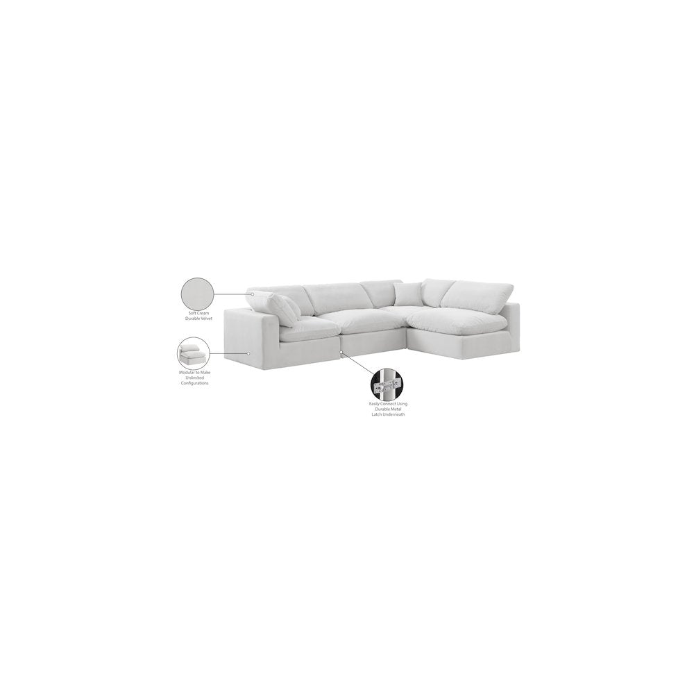 Comfy Cream Velvet Modular Sectional