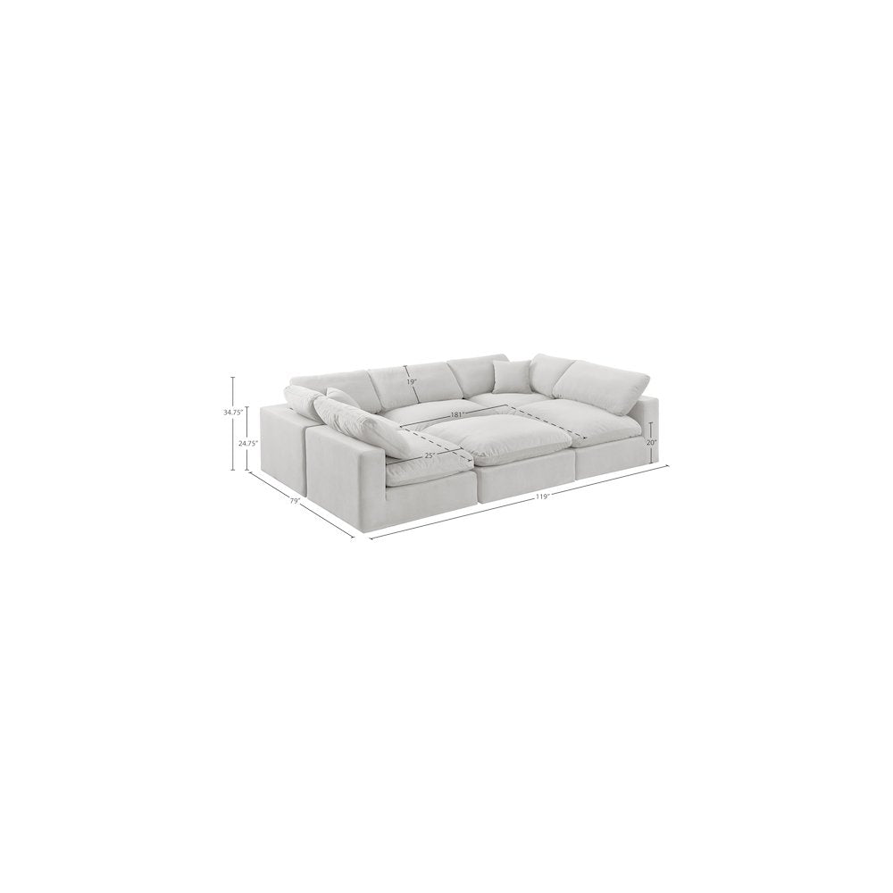 Comfy Cream Velvet Modular Sectional