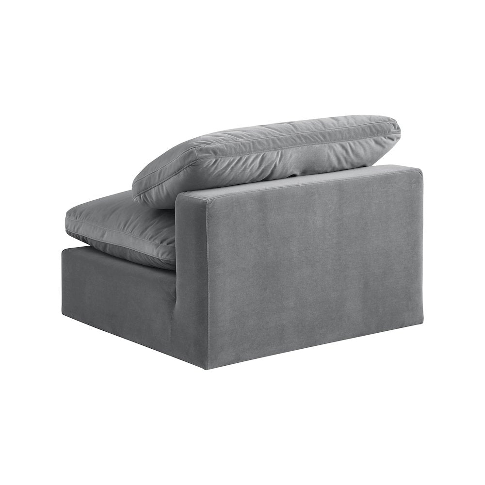 Comfy Grey Velvet Modular Armless Chair