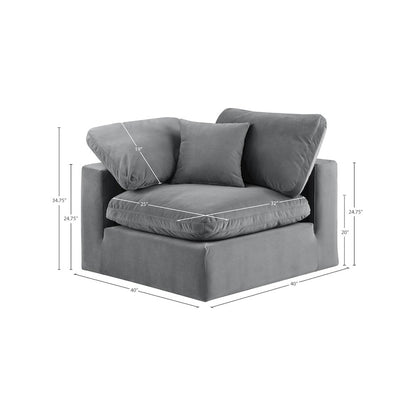 Comfy Grey Velvet Modular Corner Chair
