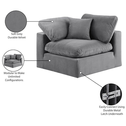 Comfy Grey Velvet Modular Corner Chair