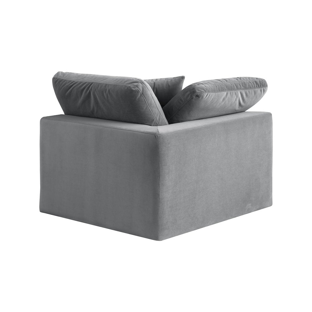 Comfy Grey Velvet Modular Corner Chair