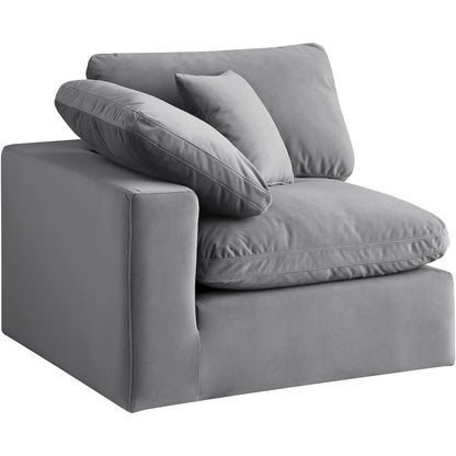 Comfy Grey Velvet Modular Corner Chair
