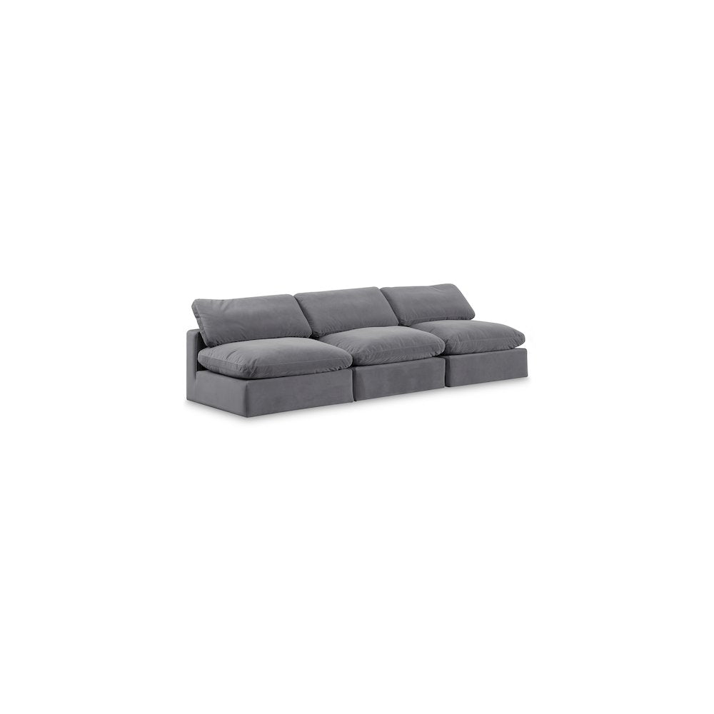 Comfy Grey Velvet Modular Sofa