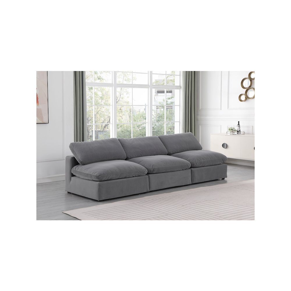 Comfy Grey Velvet Modular Sofa