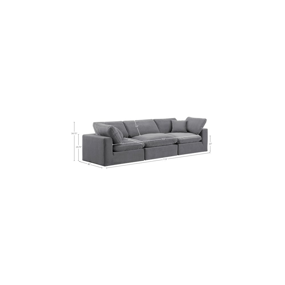 Comfy Grey Velvet Modular Sofa