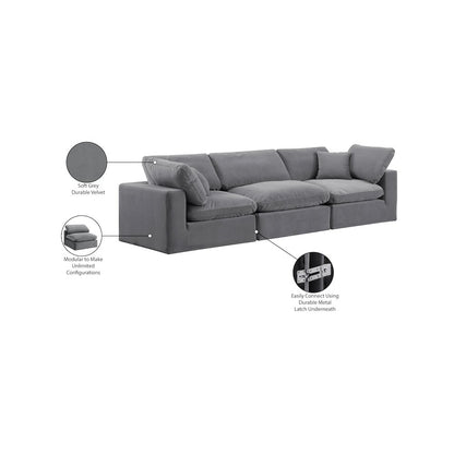 Comfy Grey Velvet Modular Sofa