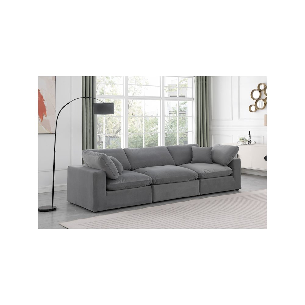 Comfy Grey Velvet Modular Sofa