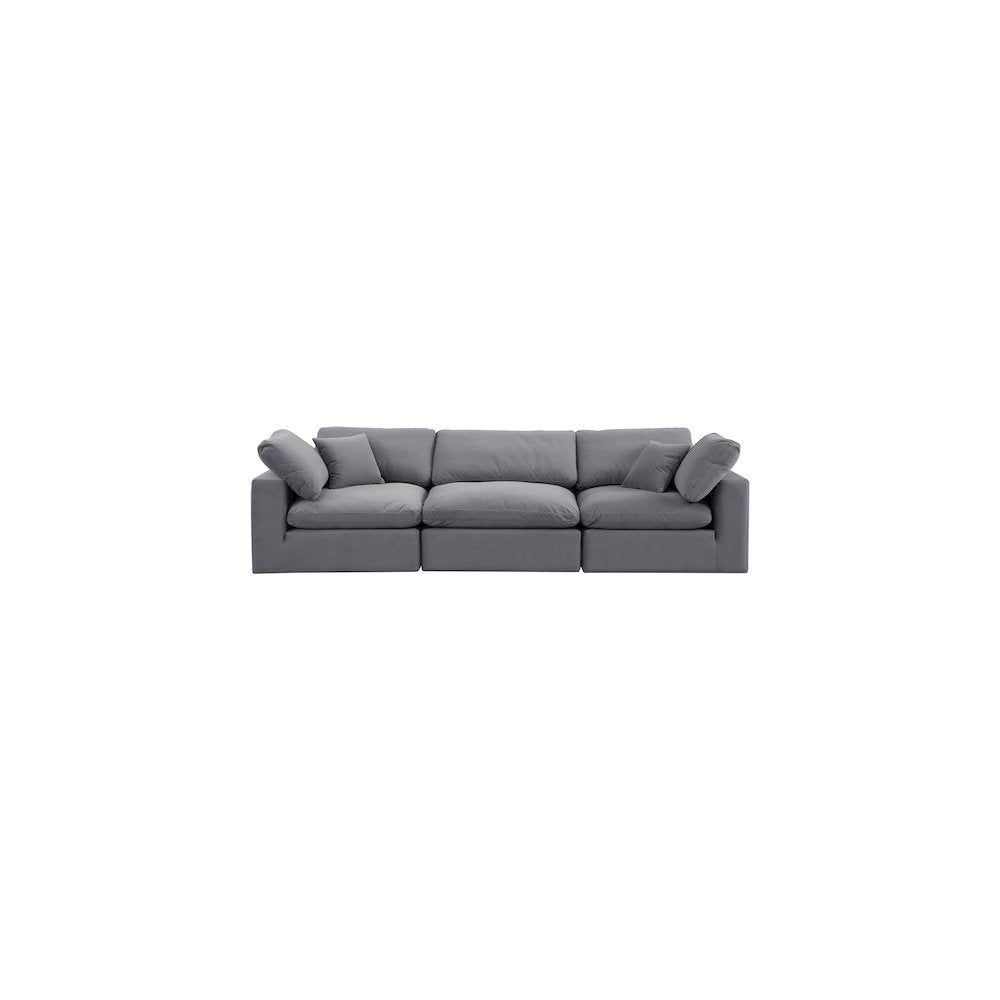 Comfy Grey Velvet Modular Sofa